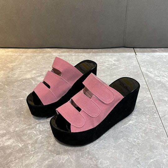 Damen Wedge-Pantoletten mit breiten Riemen und komfortablem Fußbett EB