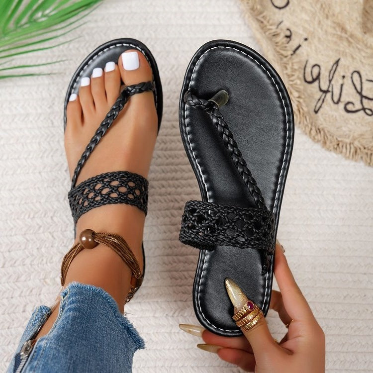 Damen Raffinierte Zehentrenner-Sandalen mit geflochtenem Riemen EB