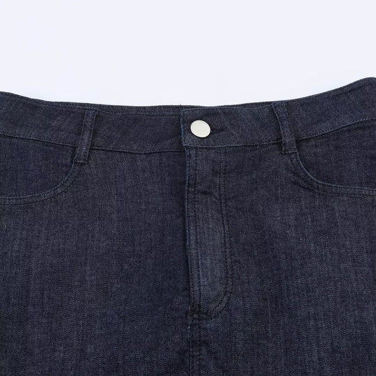 Damen Jeansrock mit exquisiter Spitze und fransigem Saum EB