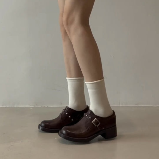 Damen Stiefeletten mit dekorativer Schnalle und robustem Blockabsatz EB