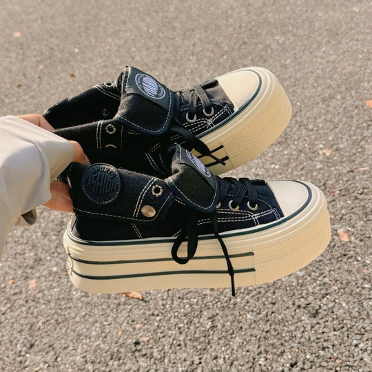 Damen Chunky Sneakers mit hohem Plateau und modischem Schnürsystem EB