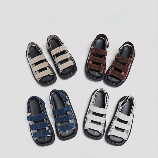 Damen Komfortable Sandalen mit verstellbaren Klettverschlüssen und luftiger Sohle EB