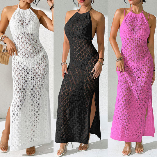 Damen gehäkelter Strandmaxikleid EB