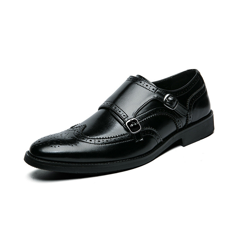 Herren elegante Doppelmonks mit Brogue-Lochung und gepolstertem Komfortfußbett EB