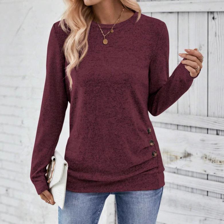 Damen lässiges Langarmshirt mit asymmetrischem Schnitt EB