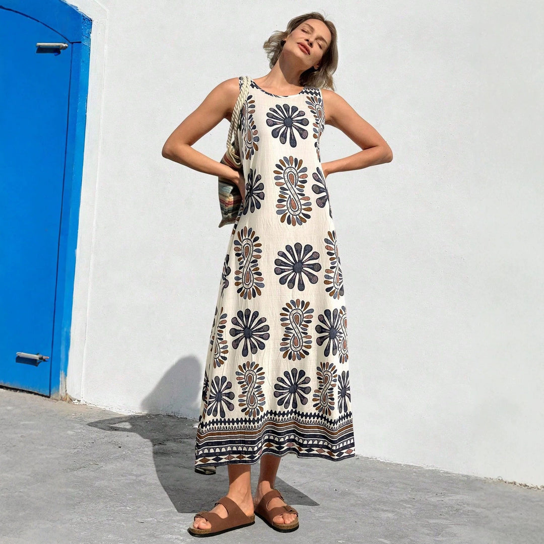 Damen Maxikleid mit floralem Druck und lässiger Schnitt EB