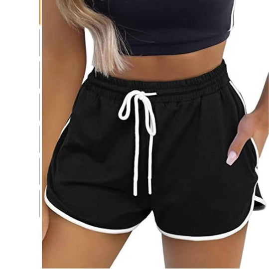 Damen Sportliche Shorts mit elastischem Bund und Kordelzug EB