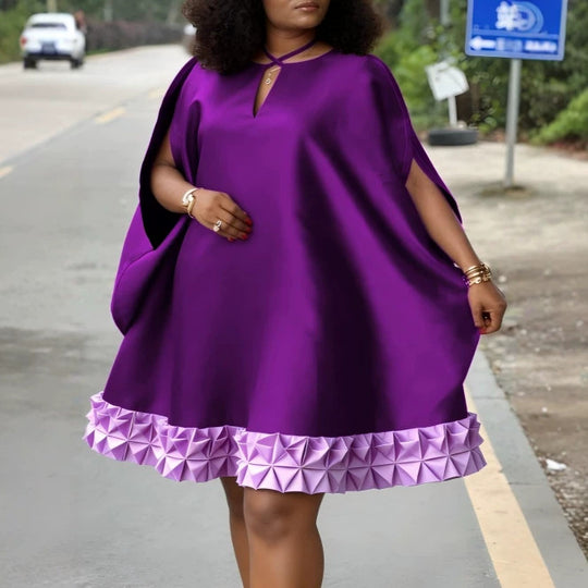 Damen Elegantes Kaftan-Kleid mit dekorativem Faltenbesatz EB