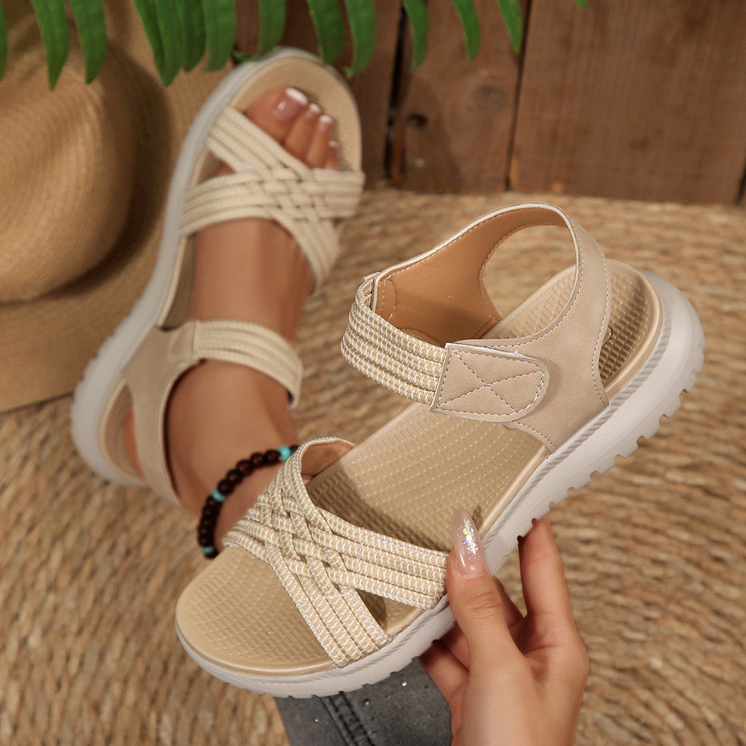 Damen Bequeme und stilvolle Riemensandalen mit elastischen Details EB