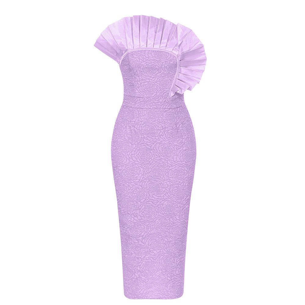 Damen Elegantes Midikleid mit voluminösem Rüschendesign EB