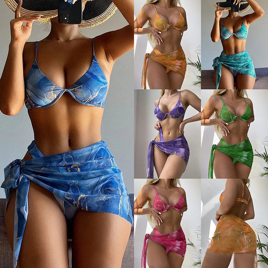 Damen Triangel-Bikini mit modischem Wickelrock EB