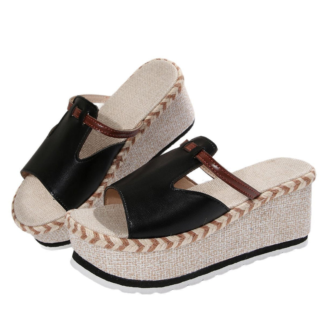 Damen Wedge-Pantoletten mit verstellbarem Riemendesign und natürlicher Jute-Optik EB