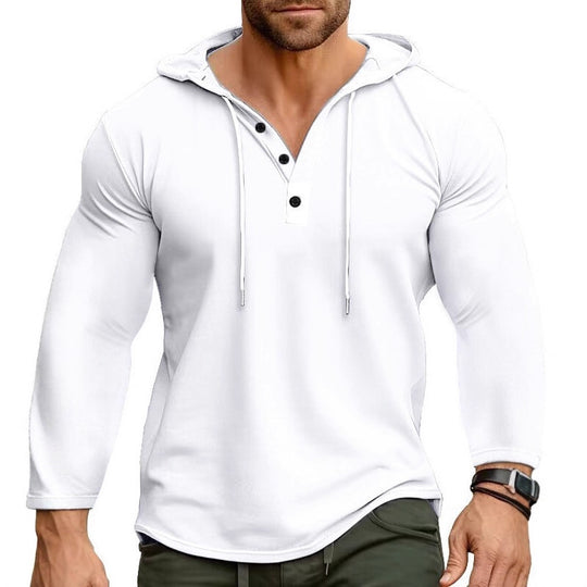 Herren Kapuzenshirt mit modernem Knopfverschluss und atmungsaktivem Stoff EB