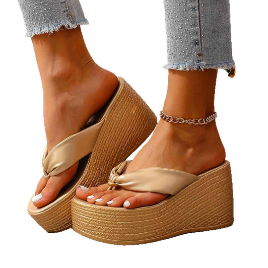 Damen Wedge-Pantoletten mit elegantem Knotted-Riemendesign und komfortabler Sohle EB