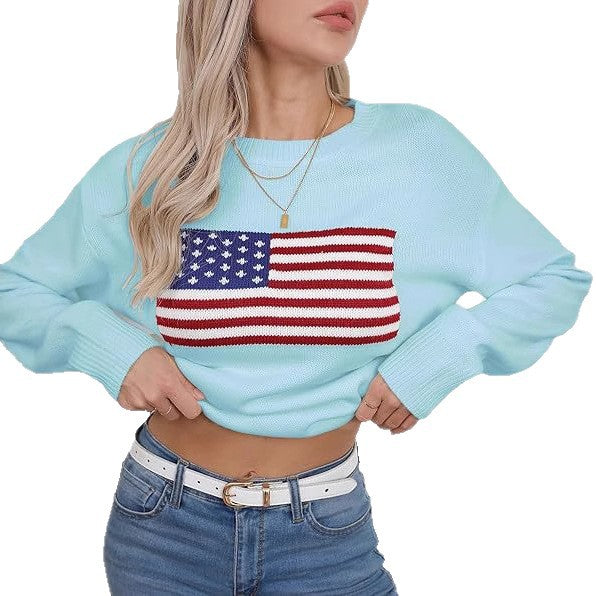 Damen Pullover mit Flaggenmotiv und strukturiertem Strick EB