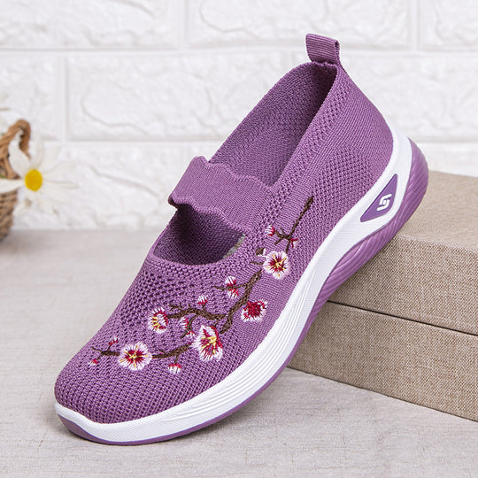 Damen modische Stoffschuhe mit elastischem Riemen und floralem Design EB