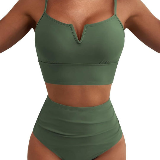 Damen Hochtailliertes Bikini-Set mit modernem V-Ausschnitt und angenehmer Passform EB