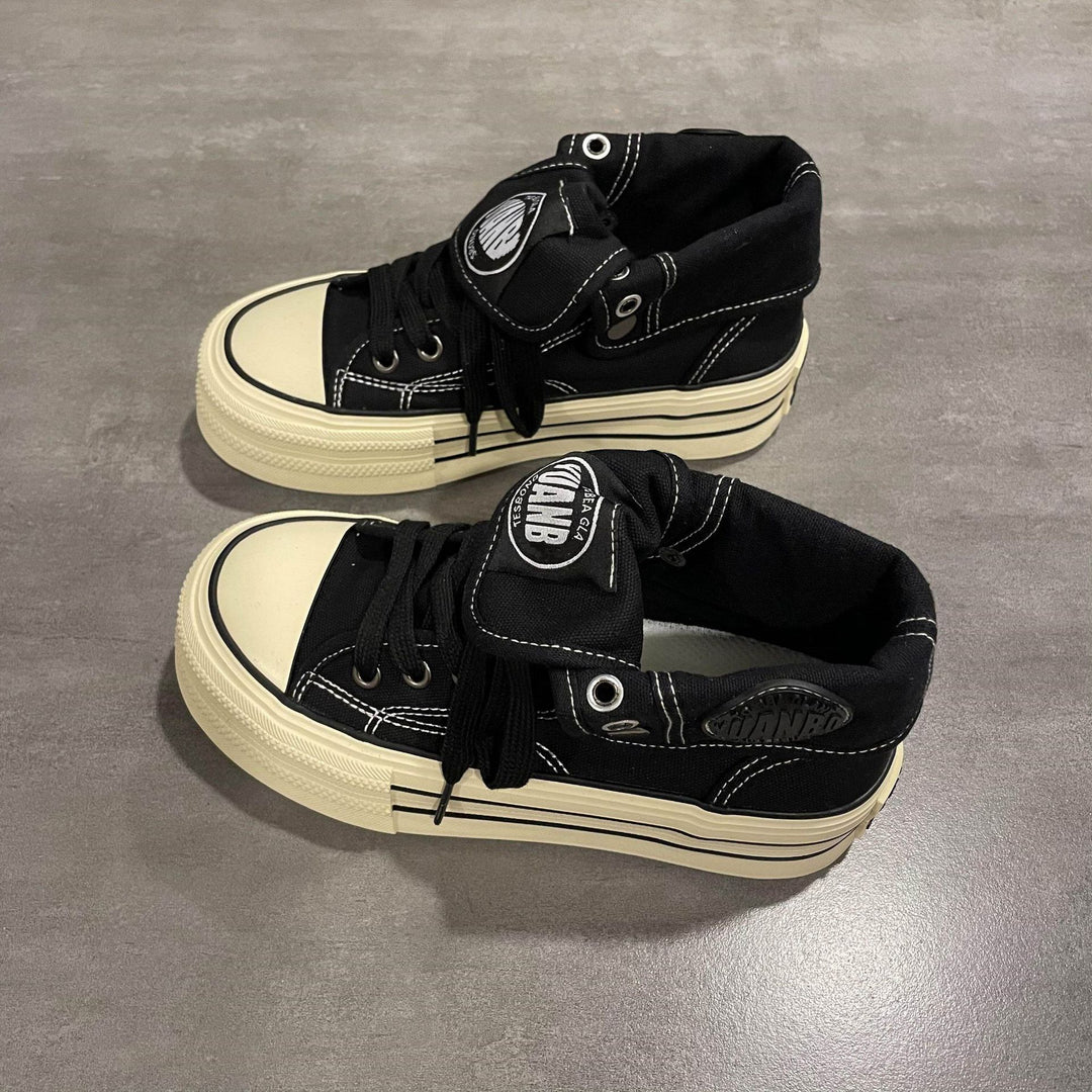 Damen High-Top Sneakers mit dicker Gummisohle und seitlichem Reißverschluss EB