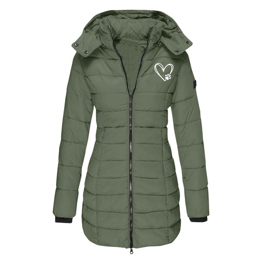 Damen gesteppte Winterjacke mit abnehmbarer Kapuze EB