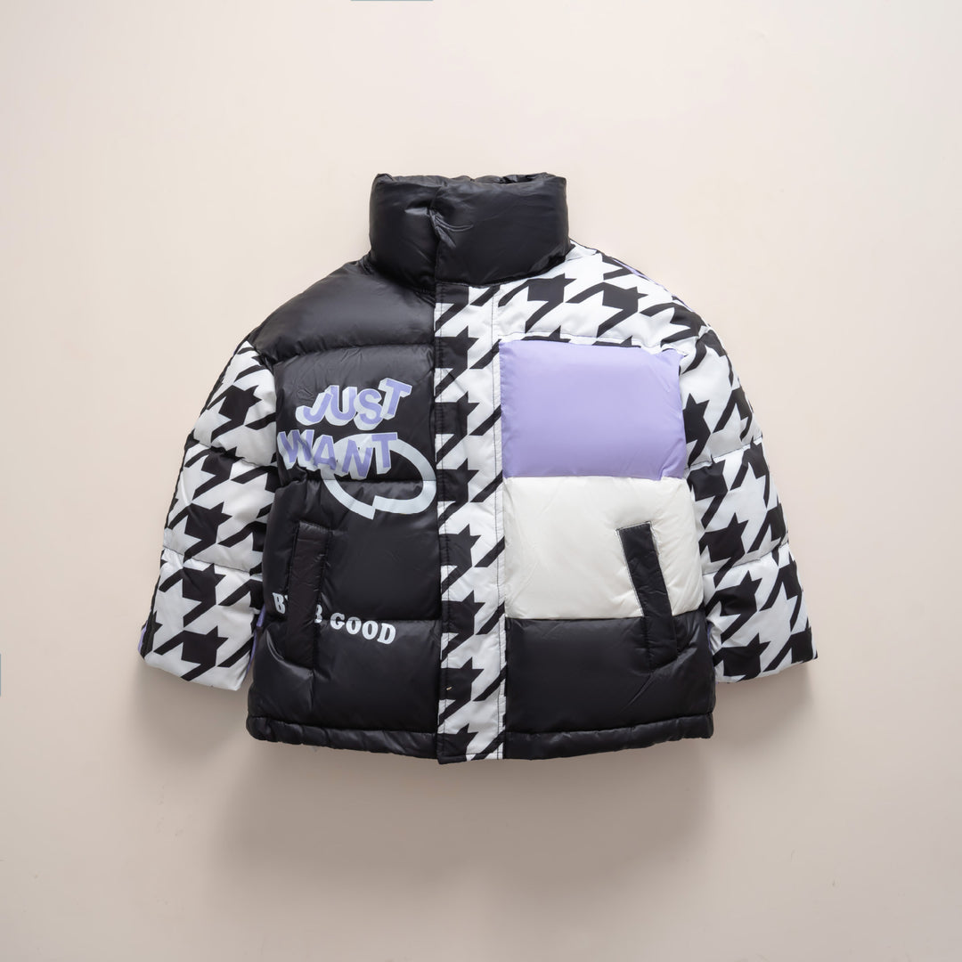 Damen Übergroße Steppjacke mit trendigem Patchwork-Design EB