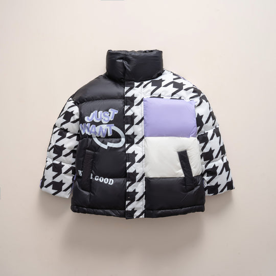 Damen Übergroße Steppjacke mit trendigem Patchwork-Design EB