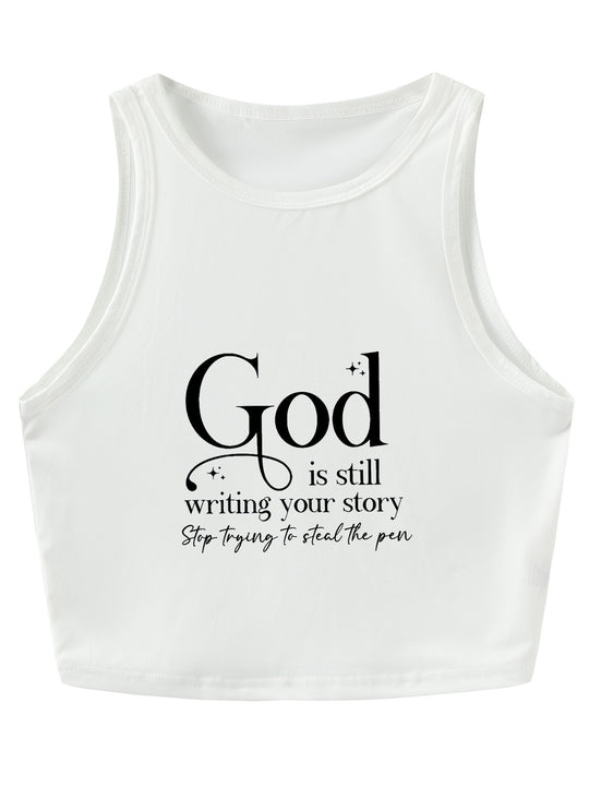 Damen Crop-Top mit kreativem Spruch und lässigem Schnitt EB