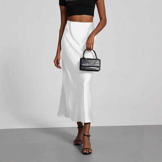 Damen Elegante und fließende Satin Maxiröcke EB