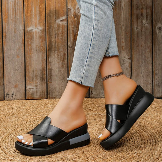 Damen Plateau-Sandalen mit modischem Schnitt EB