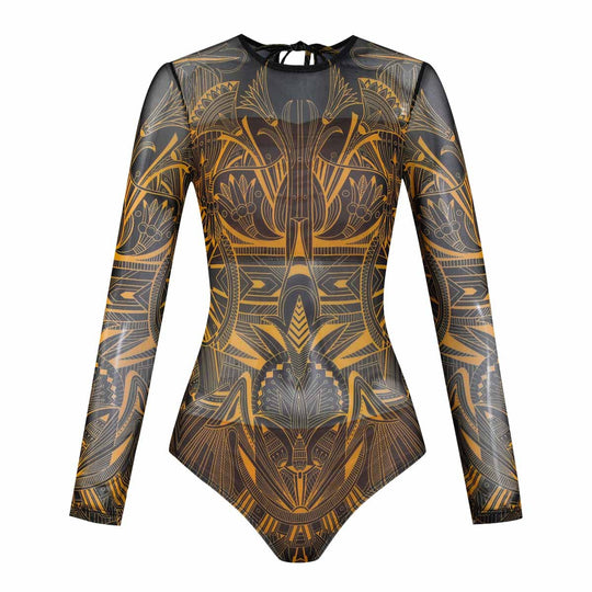 Damen Langarm-Badeanzug mit modernem Grafikdesign EB