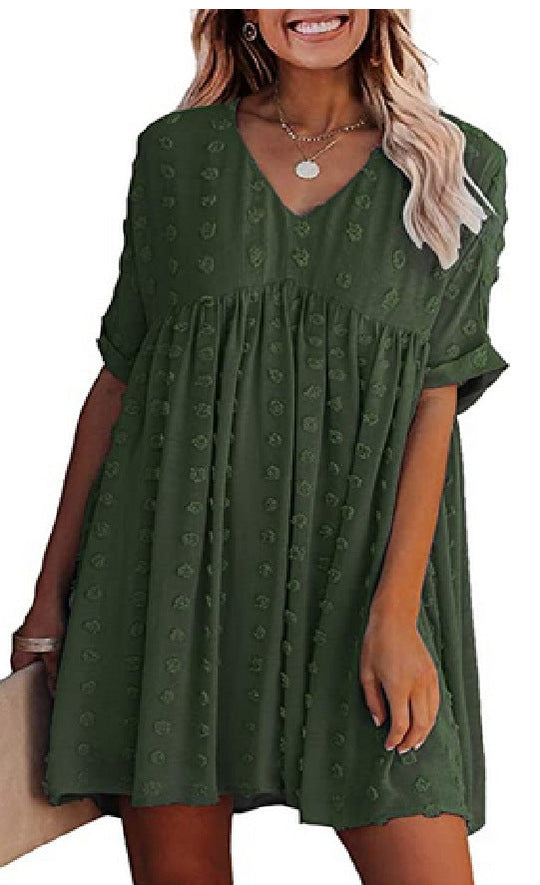 EB | Locker Sitzendes Kurzärmliges Weites Taillenkleid