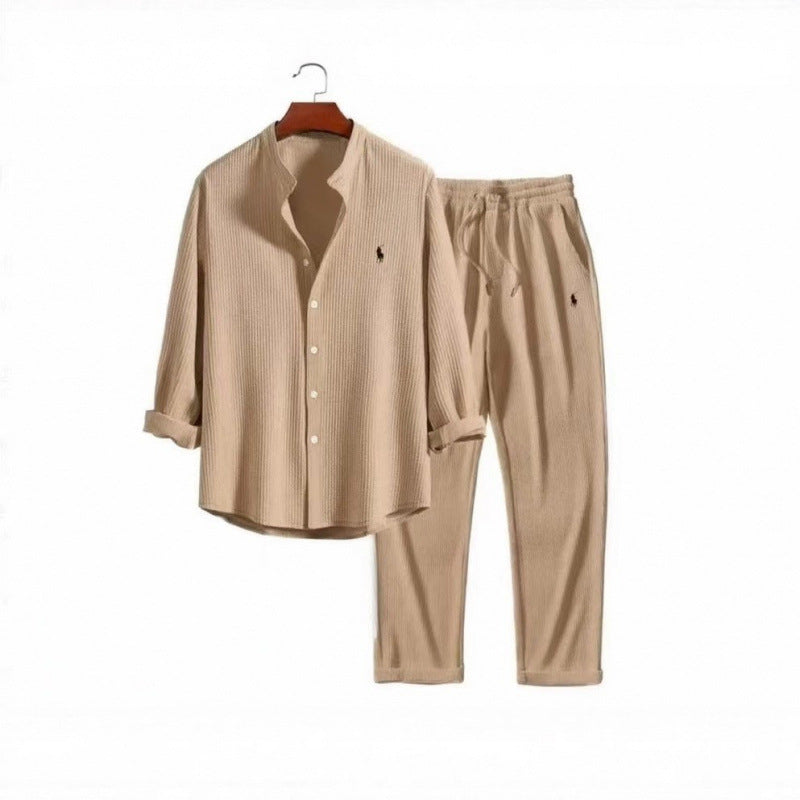 Damen Schlafanzugset mit elegantem Hemd und bequemen Hosen EB