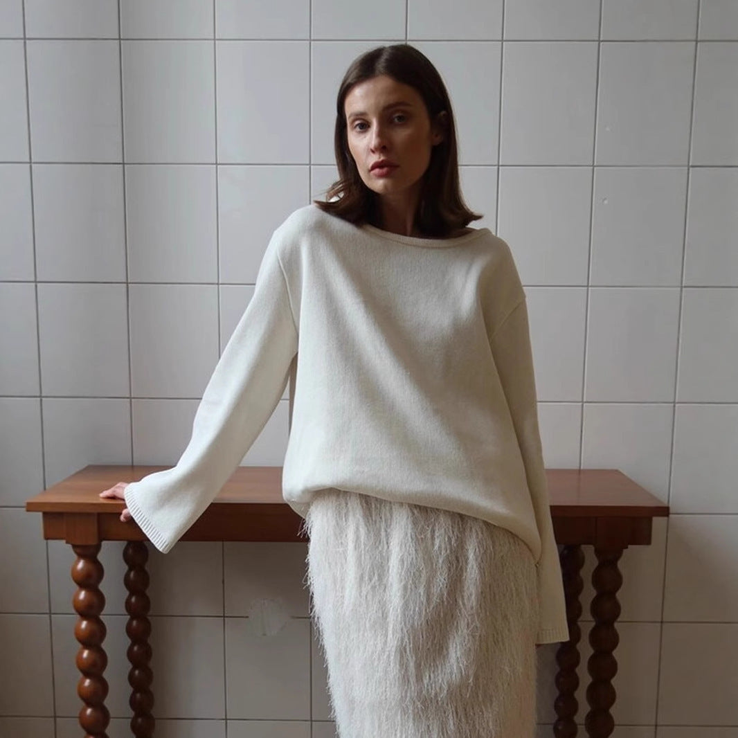 Damen Lässiger Strickpullover mit weitem Schnitt EB