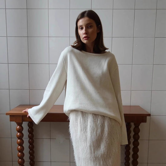 Damen Lässiger Strickpullover mit weitem Schnitt EB