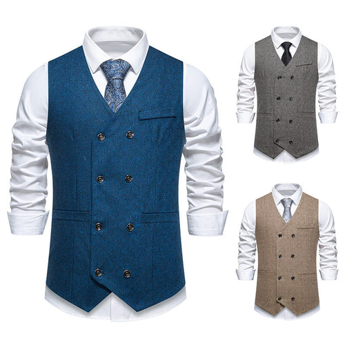 Herren elegante Doppelreiher-Weste mit dekorativem Muster EB