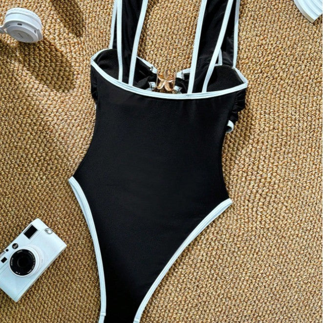 Damen Eleganter Einteiler Badeanzug mit kunstvollen Cut-Out-Details EB
