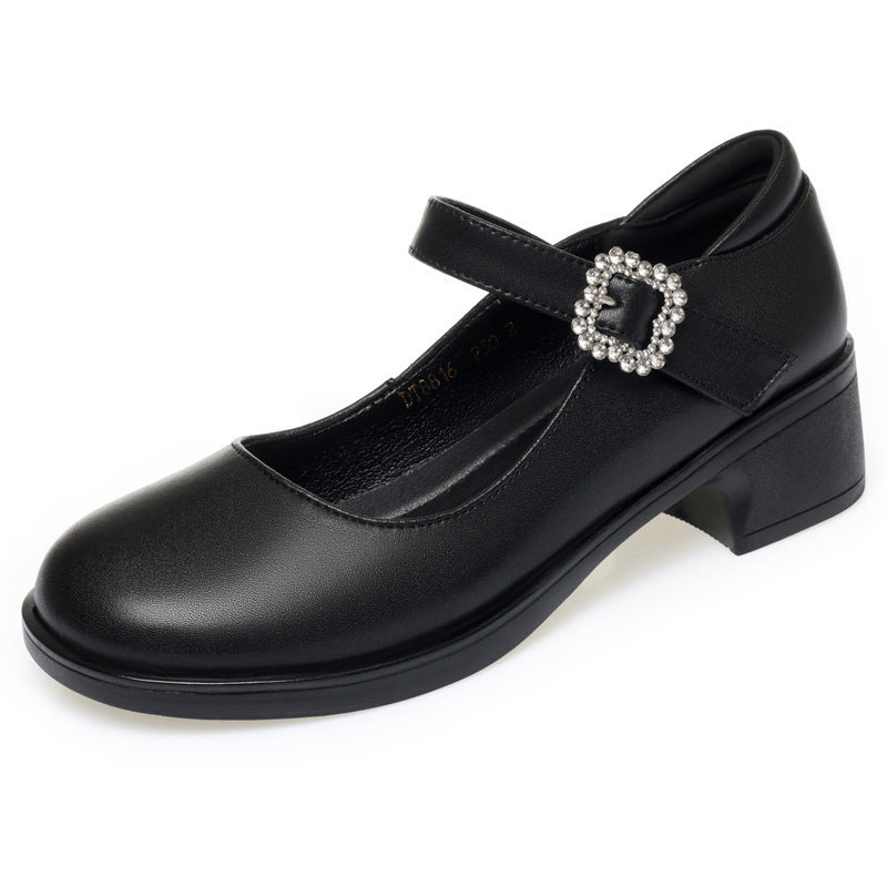 Damen Mary Jane Pumps mit dekorativem Riemchen und komfortablem Blockabsatz EB