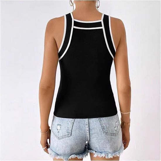 Damen sportliches Body mit kontrastierenden Trägern EB