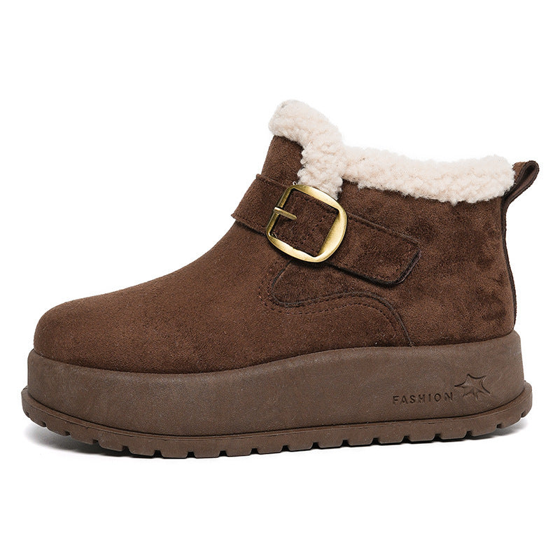 Damen Winterstiefel mit hochwertigem Fleece-Innenfutter und modischer Schnalle EB
