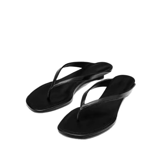 Damen elegante Zehentrenner-Sandalen mit minimalistischem Riemendesign EB