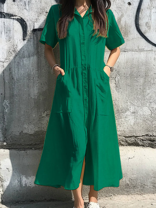 Damen Hemdkleid mit Knopfdetails und praktischen Taschen EB