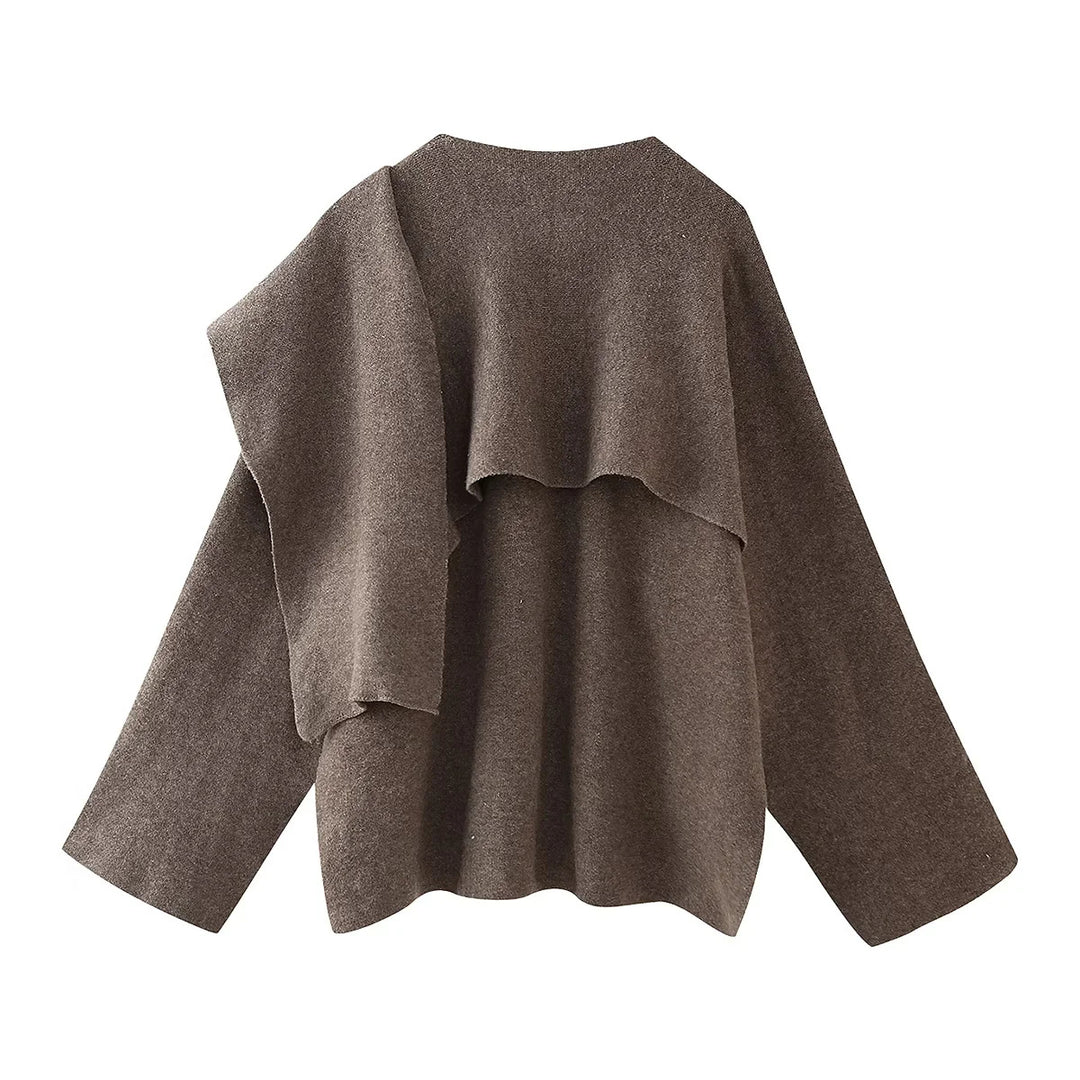 Damen modische Oversized-Jacke mit asymmetrischem Schnitt und schickem Stehkragen EB