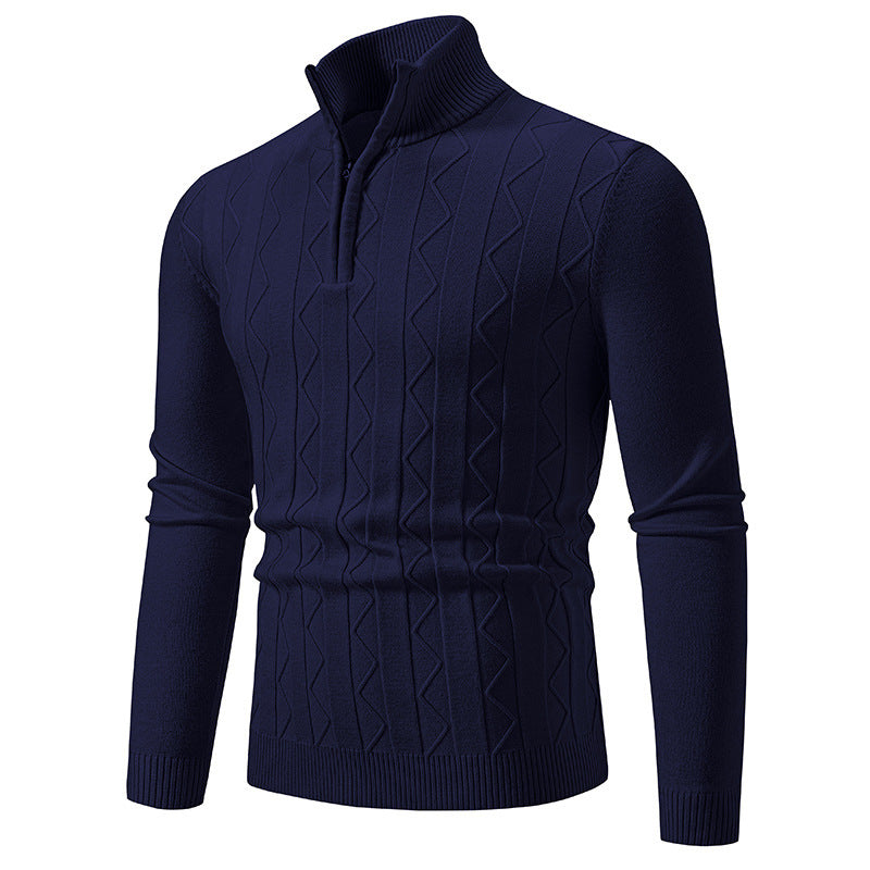 Herren eleganter Rollkragenpullover mit Zopfmuster und hohem Kragen EB