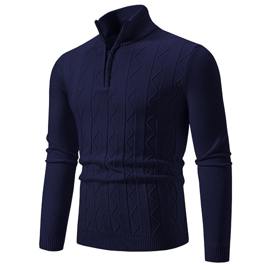 Herren eleganter Rollkragenpullover mit Zopfmuster und hohem Kragen EB