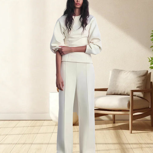 Damen Modisches Oversized-Set mit Ballonärmeln und eleganten Schnitt EB