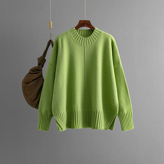 Damen Oversized Strickpullover mit Rippenbund EB