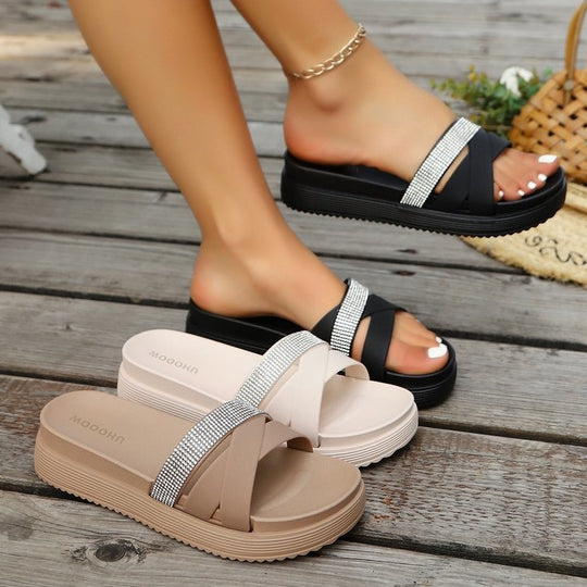 Damen Komfort-Sandalen mit funkelndem Riemen EB