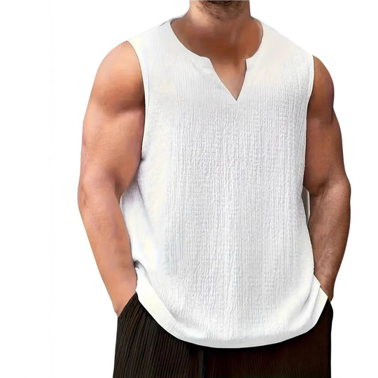 Herren Ärmelloses Freizeitshirt mit strukturiertem Design und V-Ausschnitt EB