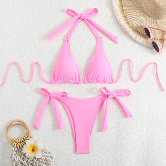 Damen Triangel-Bikini mit verstellbaren Bindebändern EB
