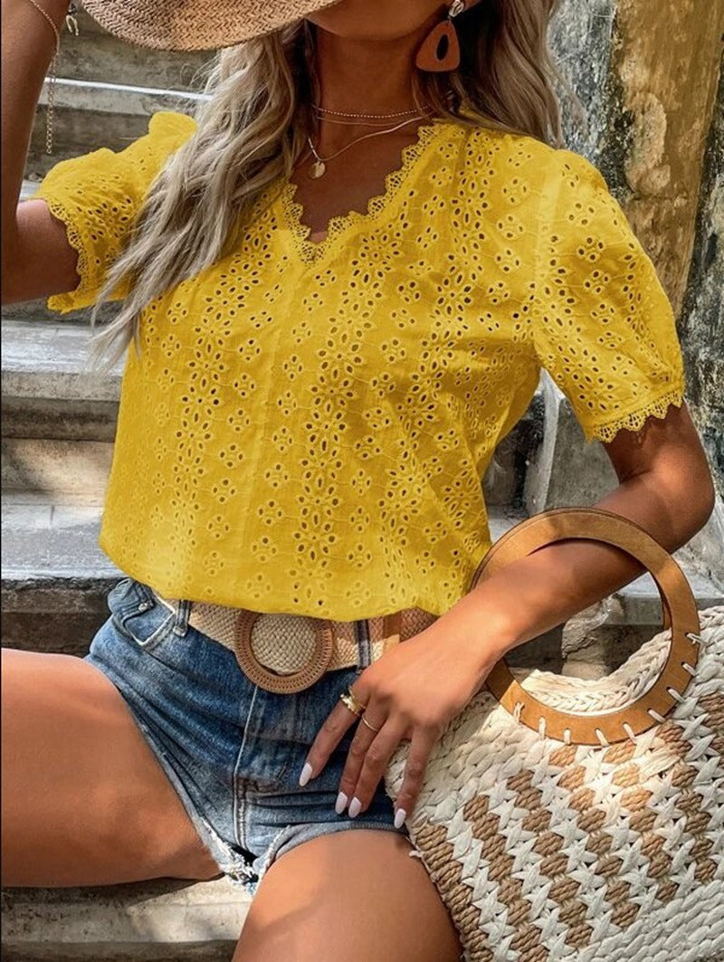 Damen Bluse mit Lochstickerei EB