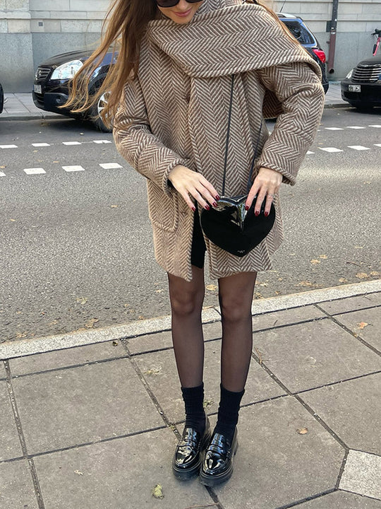 Damen modischer Wickelmantel im strukturierten Design EB